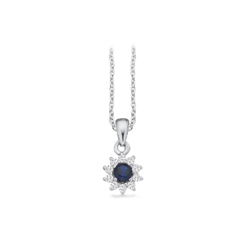 Scrouples - Vedhæng i sølv med roset af blå og hvide zirkonia