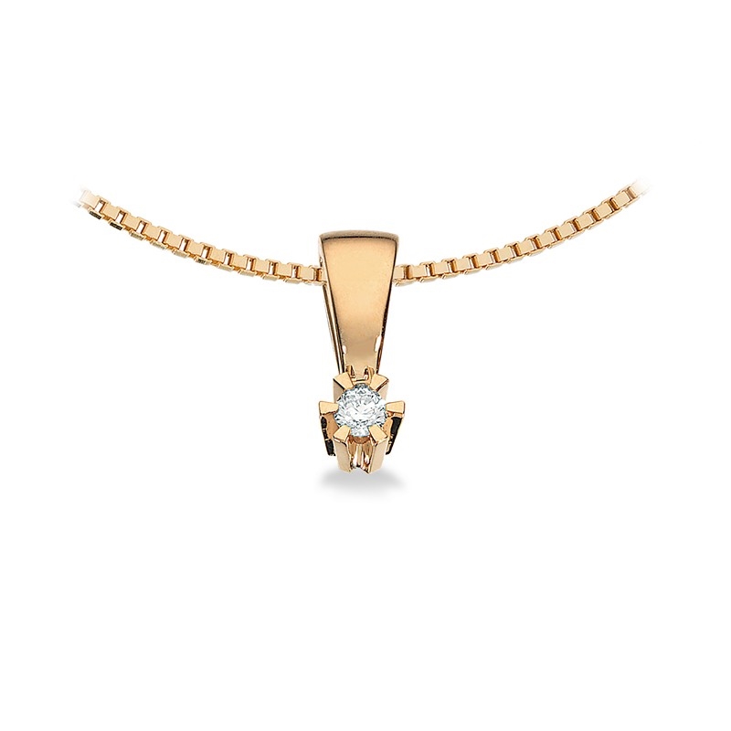 Prinsesse Vedhæng i 14kt. guld m. 0,03ct. diamant