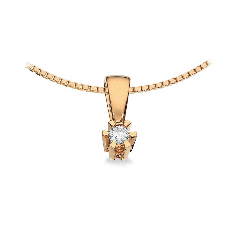 Prinsesse Vedhæng i 14kt. guld m. 0,06ct. diamant