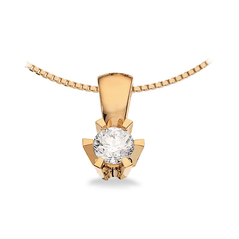 Prinsesse Vedhæng i 14kt. guld m. 0,38ct. diamant