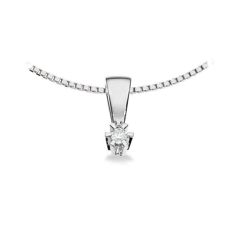 Prinsesse Vedhæng i 14kt. hvidguld m. 0,03ct. diamant