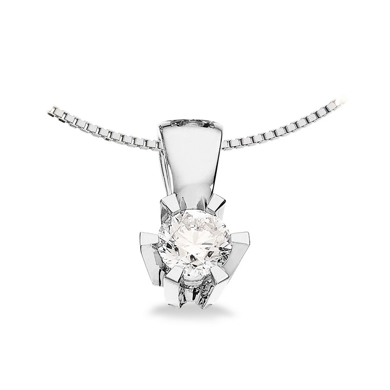 Prinsesse Vedhæng i 14kt. hvidguld m. 0,03ct.-0,46ct. diamant