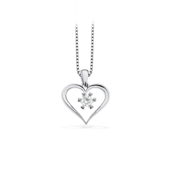 Vida diamantvedhæng hjerte 8 kt. hvidguld med brillant 0,03 - 0,25 ct.