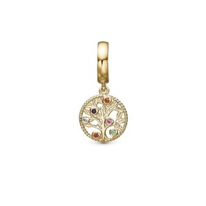 MY FAMILY TREE charm i forgyldt læderarmbånd 610-G96