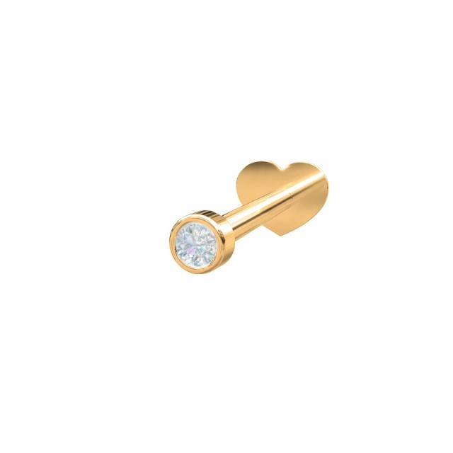 Billede af Piercing smykker - 2,2 mm Pierce52 labret piercing i 14kt. guld m 0,03ct