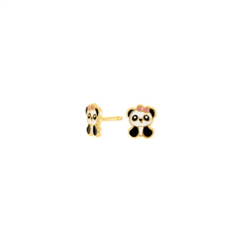 NOA Kids - Forgyldt børne øreringe med Panda med emalje