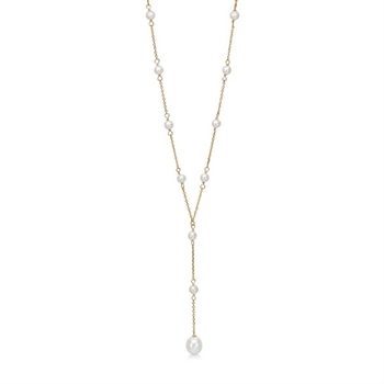 Mads Z - Olivia Y-halskæde i 8 kt guld med kulturperle