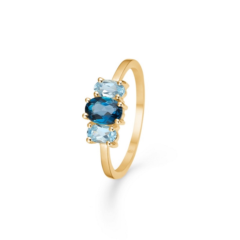 Mads Z - Hyacinth ring i 8kt. guld m blå topas