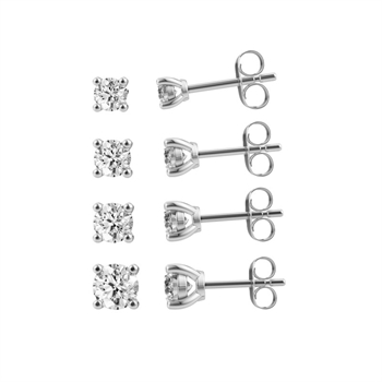 LUXURY Øreringe i 14 kt hvidguld med lab-grown diamanter 2x0,125 - 2x0,50 ct