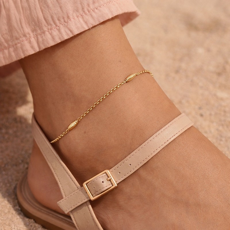 Scrouples ankelkæde forgyldt sølv