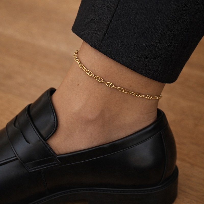 Scrouples ankelkæde links forgyldt sølv