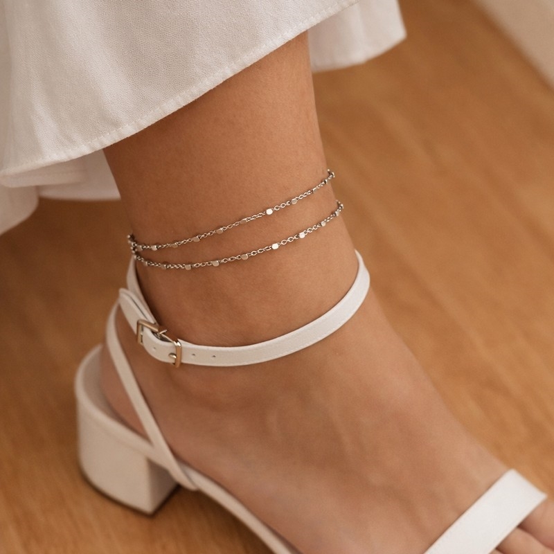 Scrouples Ankelkæde dobbeltkæde rh. sølv