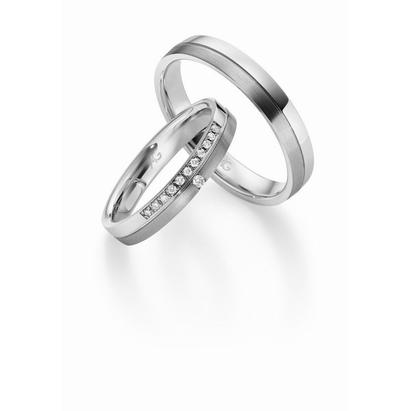 Gerstner - Vielsesringe i 9-14kt. hvidguld m. 12 brillanter i alt 0,07ct. 