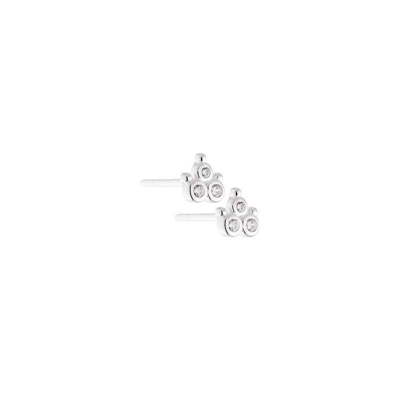  Aqua Dulce - Clear Flower Earstuds i sterlingsølv