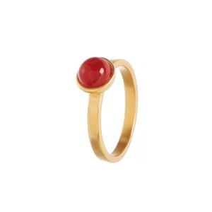 Sea ring i forgyldt af Spinning Jewelry med rød onyx - 43527