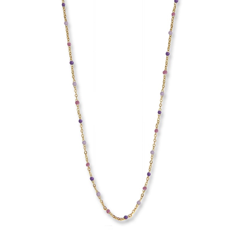Billede af Jeberg Lavender halskæde i forgyldt sølv med lilla emalje