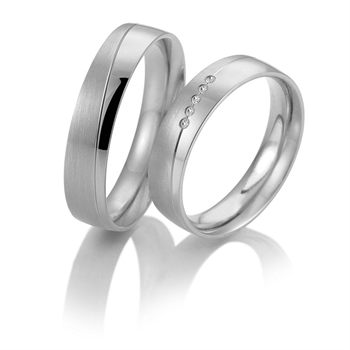 Vielsesringe 9-14 kt hvidguld fra Breuning med ialt 0,028ct