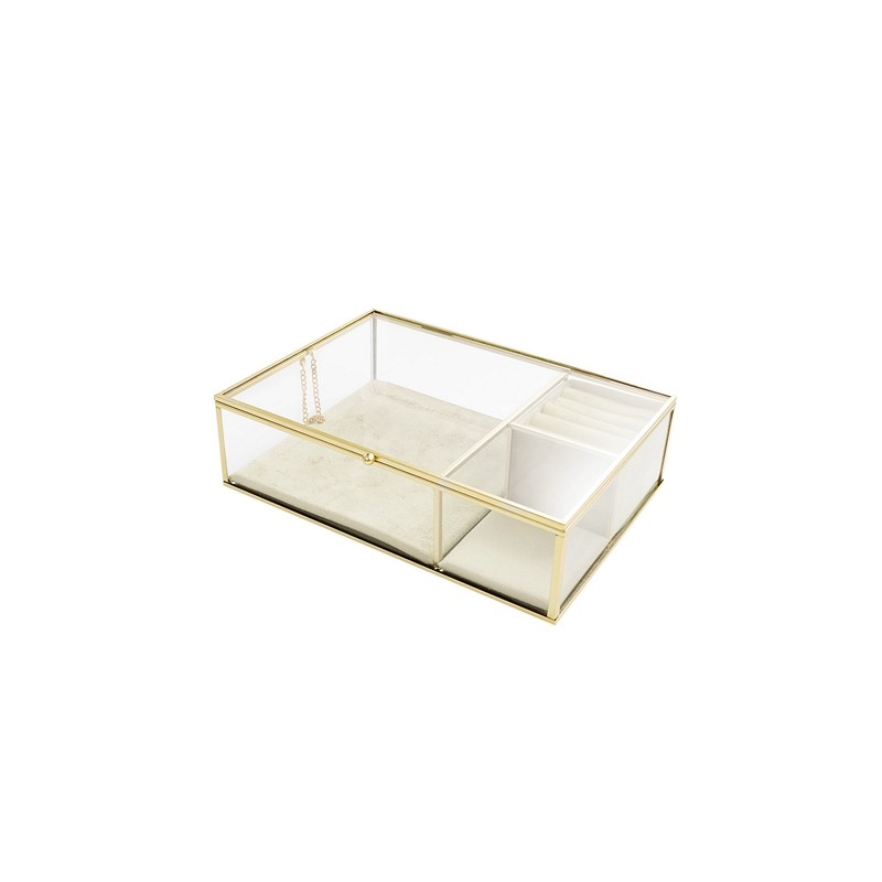 Smykkeskrin i glas med creme velour - 3 varianter 2