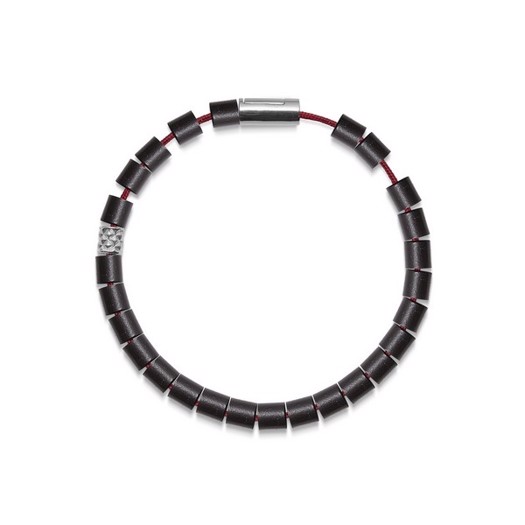 Billede af Black Sun BLACK BEACH US rød nylon og perler m. sølvlås