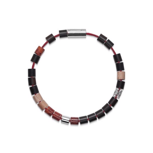 Black Sun MONTANITA BEACH, ECUADOR armbånd i sort nylon og tilhørende perler m. sølvlås 