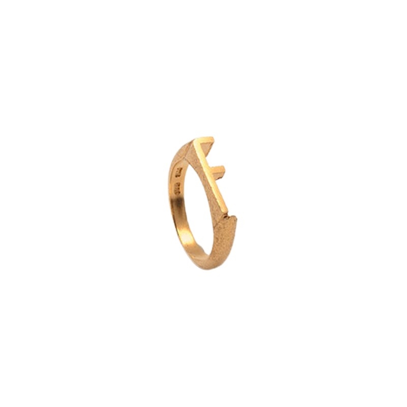 Initials Ring i forgyldt sølv med bogstaver - F