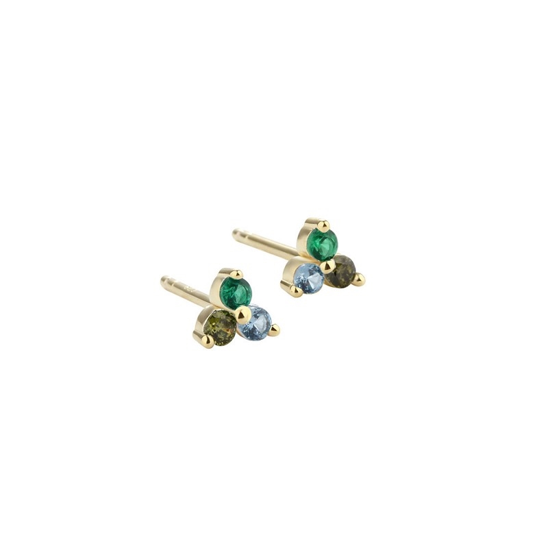  Aqua Dulce - Gunnva Green Earstud i forgyldt sterlingsølv