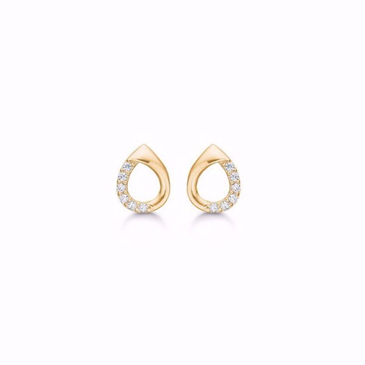 Guld og sølv design - Guld ørestik 8kt. med zirkonia