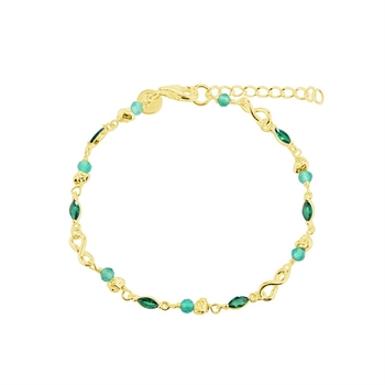  Aqua Dulce - Green Garden Bracelet i forgyldt sterlingsølv