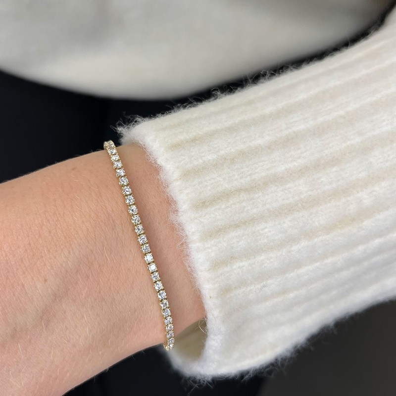 Dazzling - 14 kt. Tennis-armbånd med i alt 0,95 H-W/SI diamanter b