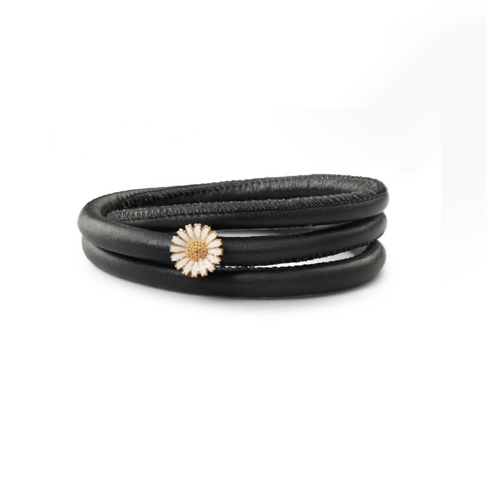 Christina Watches - Læderarmbånd m. forgyldt marguerite charm