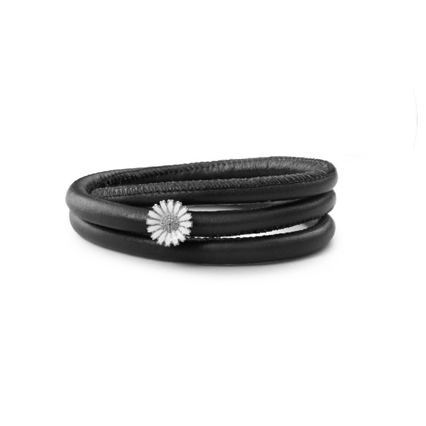 Christina Collect - Læderarmbånd med sølv marguerite charm