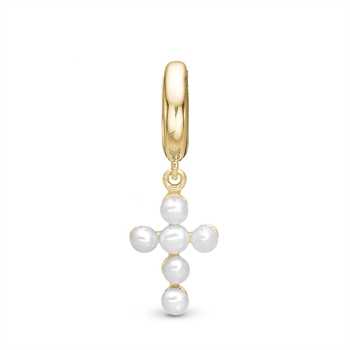 Pearl Cross Charm i forgyldt sølv fra Christina Watches