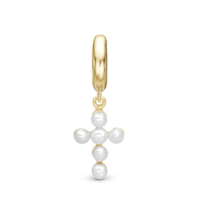 Pearl Cross Charm i forgyldt sølv fra Christina Watches