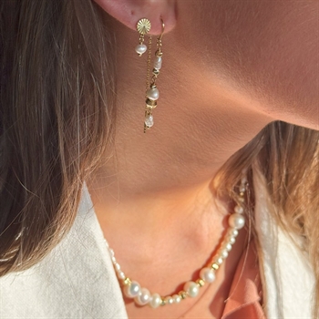 Aqua dulce pearl øreringe guldcenter