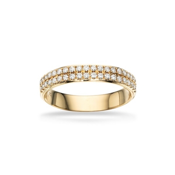 Dazzling - 14 karat guld ring med 2 rækker diamanter, 0,34 ct