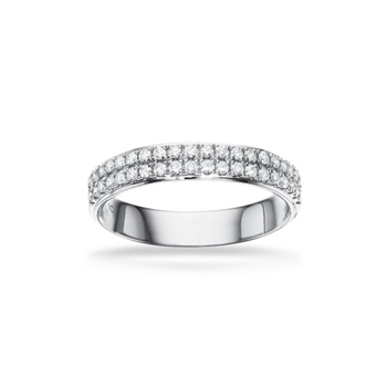 Dazzling - 14 karat hvidguld ring med 2 rækker diamanter, 0,34 ct