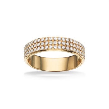 Dazzling - 14 karat guld ring med 3 rækker diamanter, 0,49 ct