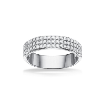 Dazzling - 14 karat hvidguld ring med 3 rækker diamanter, 0,49 ct