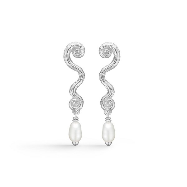 Billede af Studio Z - Wave ørestikker i sølv med perler
