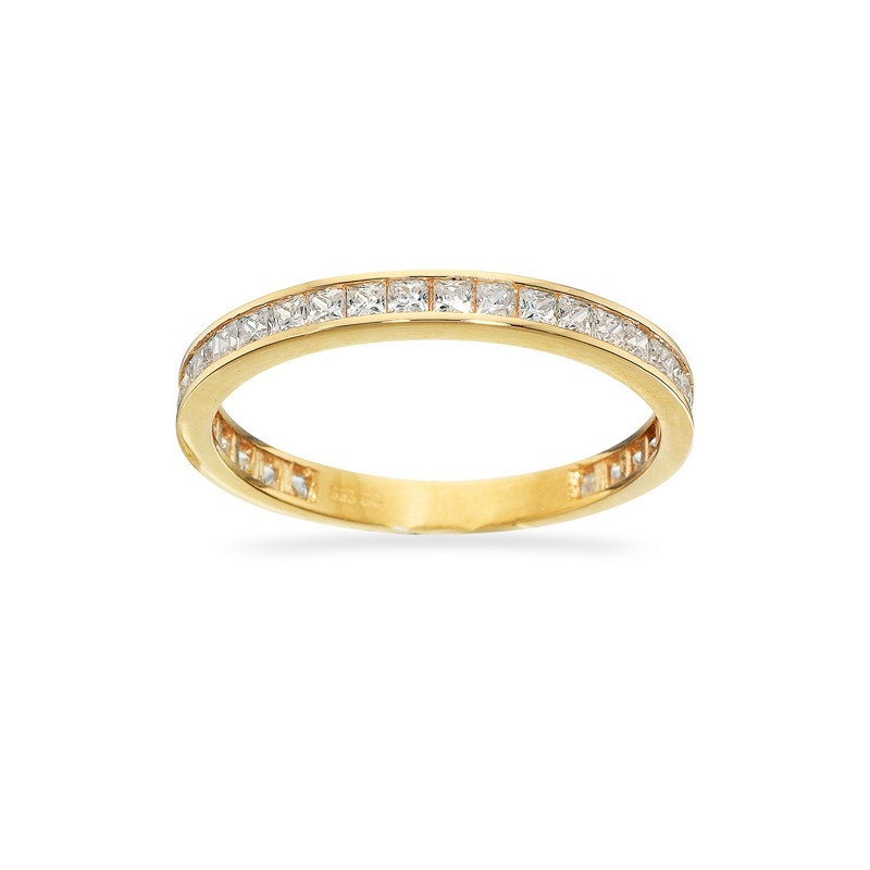 Scrouples alliancering i 8 kt. guld med zirkonia.