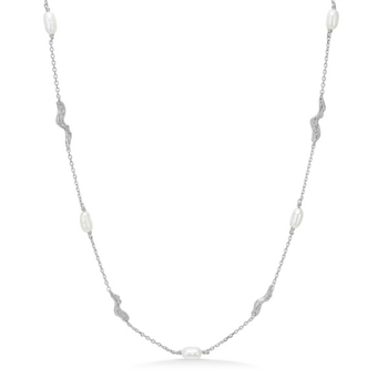 Studio Z - Tangled halskæde i sølv m. perler
