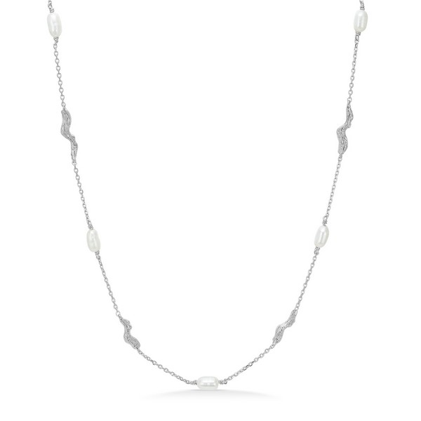 Studio Z - Tangled halskæde i sølv m. perler