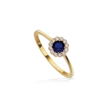 Scrouples - Ring roset blå 8 kt. guld 713953