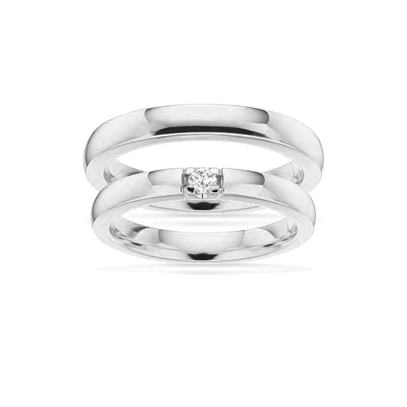 Billede af Vielsesringe - Grace hvidguld 14kt. i 3,25mm og 0,07ct. diamanter (vælg antal sten)