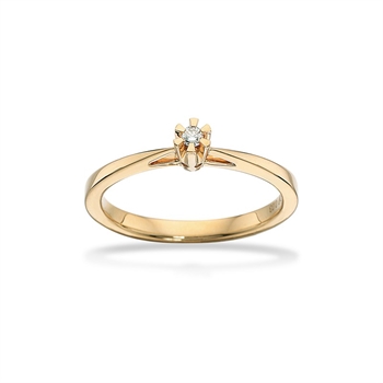Prinsesse Ring i 14kt. guld m. 0,03ct. diamant