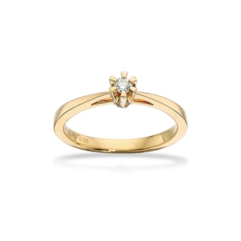 Prinsesse Ring i 14kt. guld m. 0,05ct. diamant