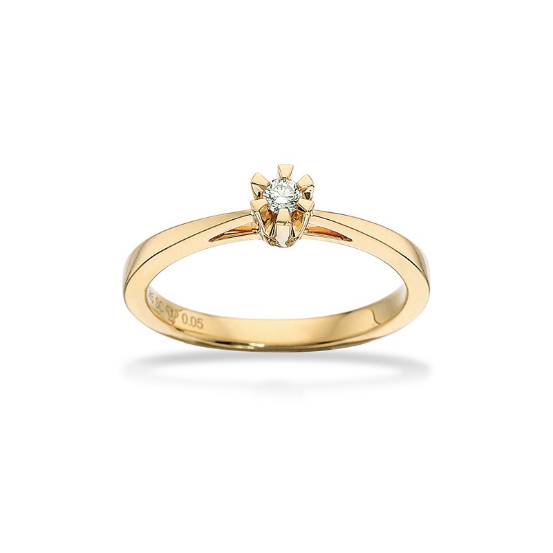 Prinsesse Ring i 14kt. guld m. 0,05ct. diamant