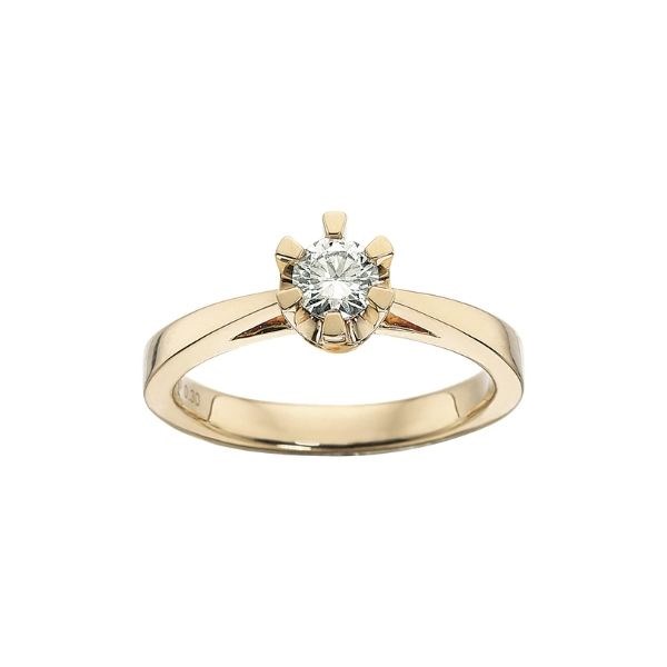 #2 - Prinsesse Ring i 14kt. guld m. 0,50ct. diamant