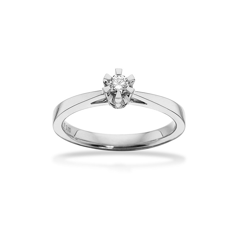 Prinsesse Ring i 14kt. hvidguld m. 0,10ct. diamant