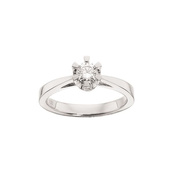 Billede af Prinsesse Ring i 14kt. hvidguld m. 0,50ct. diamant